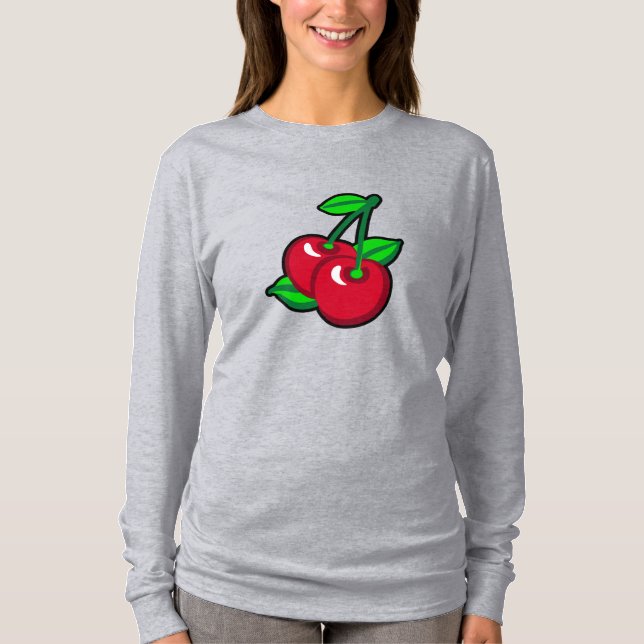 Camiseta Cartografia Red Green Black Cherries Fruta Arte ve (Frente)