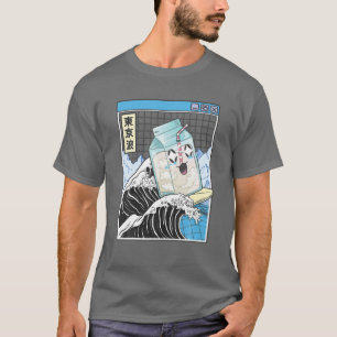 Camiseta Carton de Leite de Navegação Kanagawa Wave Anime