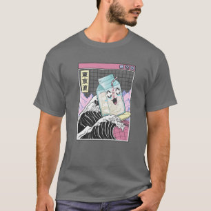 Camiseta Carton de Leite de Navegação Kanagawa Wave Kawaii