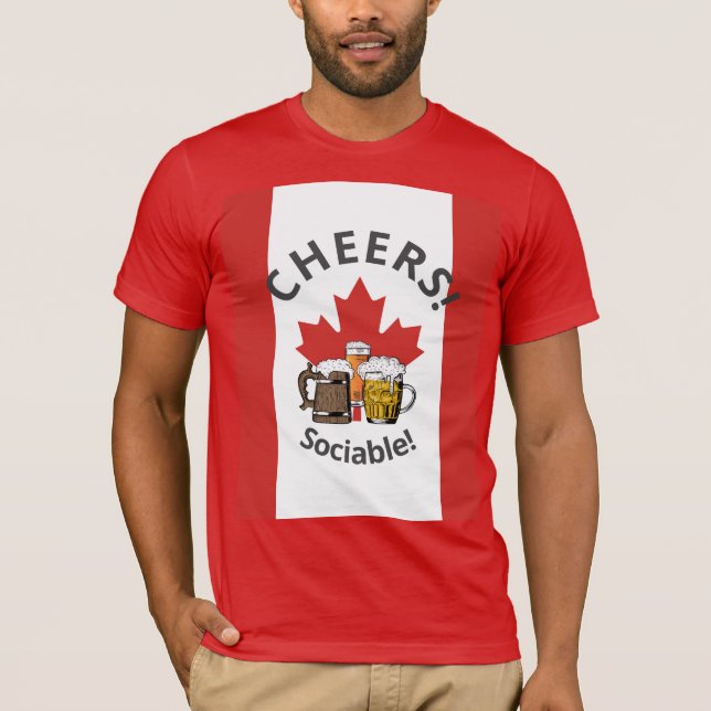 Camiseta Cartoon 3 do CANADÁ anima "Sociável!" (Frente)