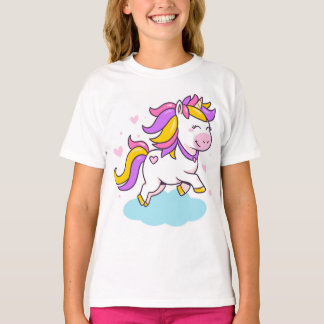 Camiseta Cartoon Adorável do Unicórnio - T entre Meninas Gi