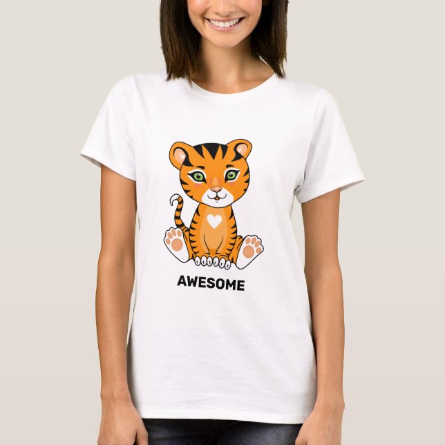Camiseta Cartoon Animal de Tigre Selvagem (Frente)