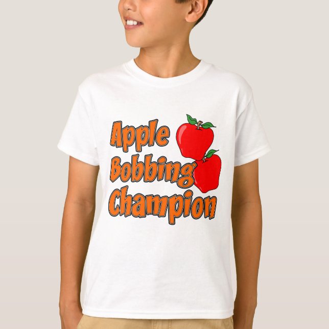 Camiseta Cartoon Apple Bobbing Champion Autumn Apple (Frente)