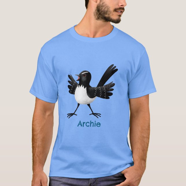 Camiseta Cartoon australiano Willie Wagtail personalizado (Frente)