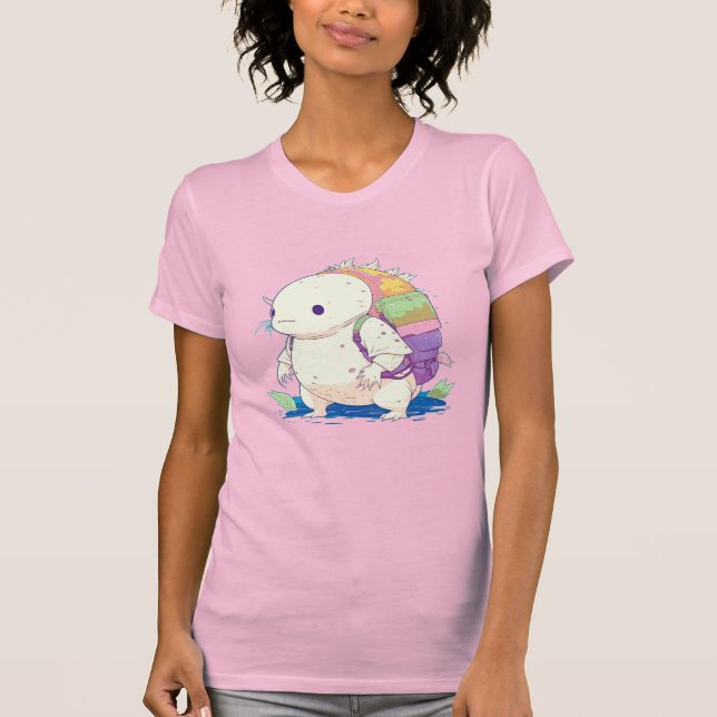 Camiseta Cartoon Axolotl Kawaii de volta à escola (Frente)