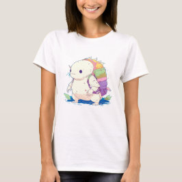 Camiseta Cartoon Axolotl Kawaii de volta à escola