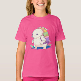 Camiseta Cartoon Axolotl Kawaii de volta à escola