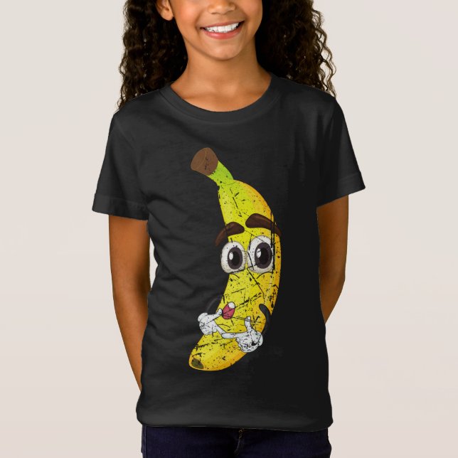 Camiseta Cartoon Banana Fruta Sobre Comida Saudável Vegetar (Frente)