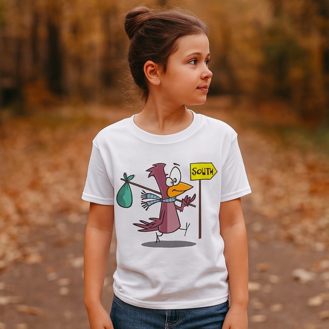 Camiseta Cartoon Bird Travelling South T-Shirt (Criador carregado)