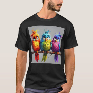 Camiseta Cartoon Birds 1 engraçado