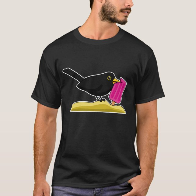 Camiseta Cartoon Blackbird Comendo Um Sorvete (Frente)