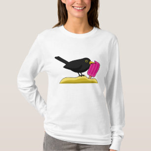 Camiseta Cartoon Blackbird Comendo Um Sorvete