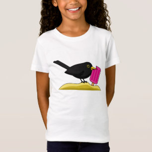 Camiseta Cartoon Blackbird Comendo Um Sorvete