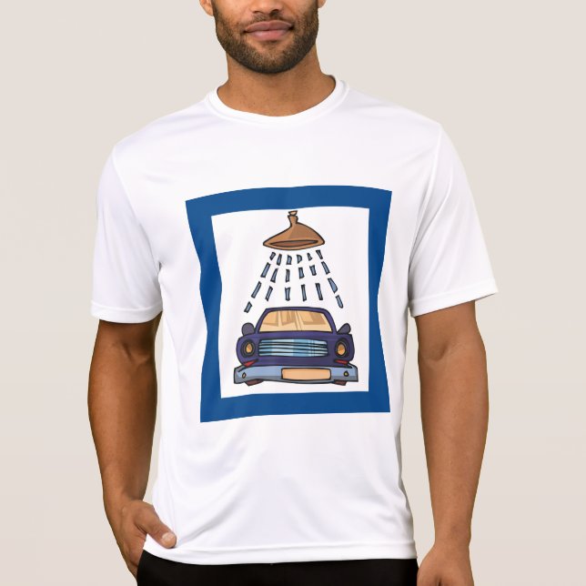 Camiseta Cartoon Blue Car Wash Vintage Auto Detailing (Frente)