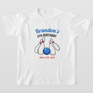 Camiseta Cartoon Blue & Red Boliche Kids 6 de aniversário