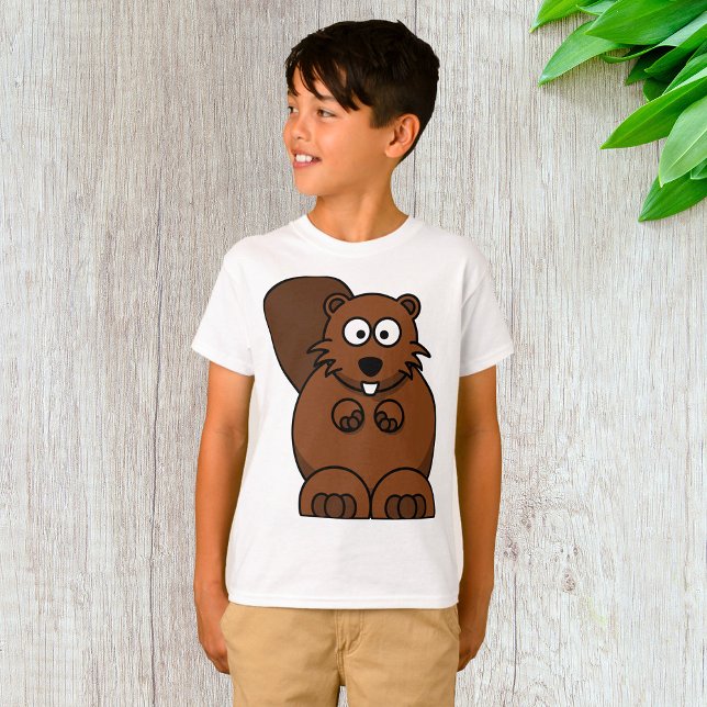 Camiseta Cartoon Bonito — Castor — Floresta Engraçado (Criador carregado)