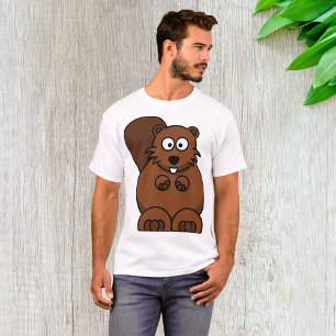Camiseta Cartoon Bonito — Castor — Floresta Engraçado
