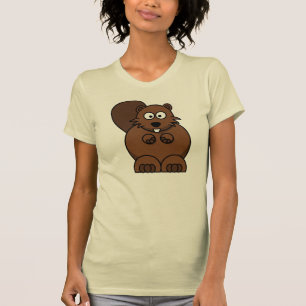 Camiseta Cartoon Bonito — Castor — Floresta Engraçado