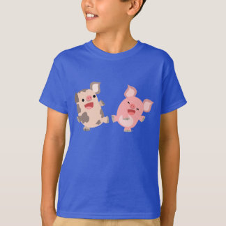 Camiseta Cartoon Bonito Dançando Porcos Crianças Camisa-T