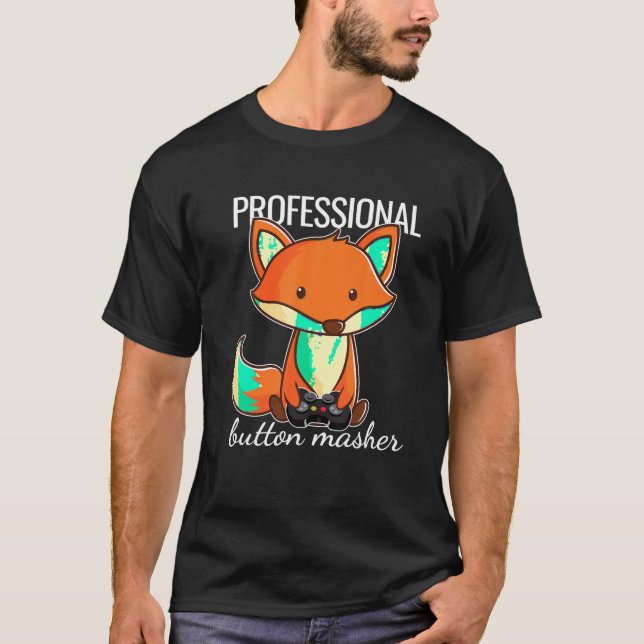 Camiseta Cartoon Bonito Fox Professional Botão Masher (Frente)