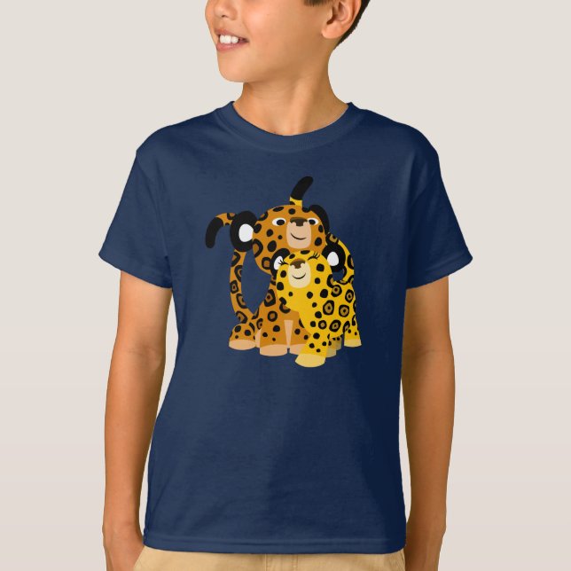 Camiseta Cartoon Bonito Jaguares Apaixonados Camisa-T (Frente)