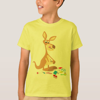 Camiseta Cartoon Bonito Rummaging Kangaroo Crianças T-Shirt