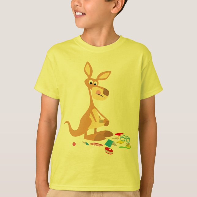 Camiseta Cartoon Bonito Rummaging Kangaroo Crianças T-Shirt (Frente)