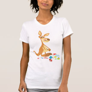 Camiseta Cartoon Bonito Rummaging Kangaroo Women T-Shirt