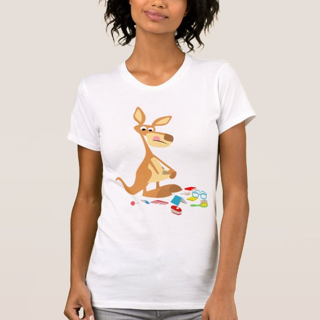 Camiseta Cartoon Bonito Rummaging Kangaroo Women T-Shirt (Frente)