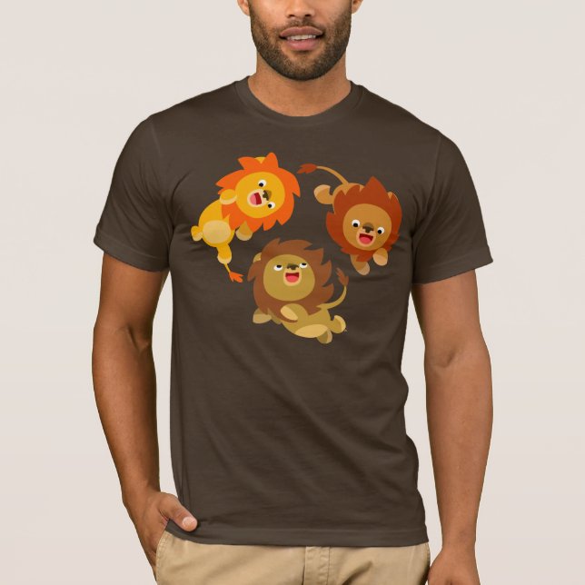 Camiseta Cartoon Bonito Sem Peso Leões T-Shirt (Frente)