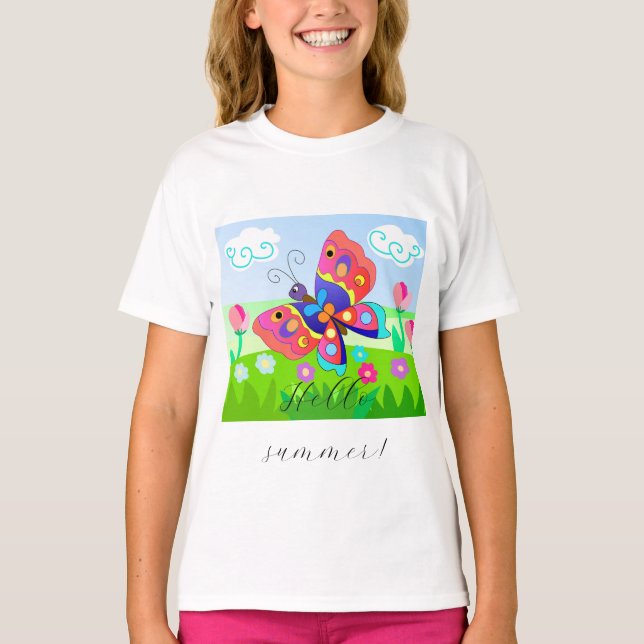 Camiseta Cartoon Borboletas e flores Colorfoul (Frente)