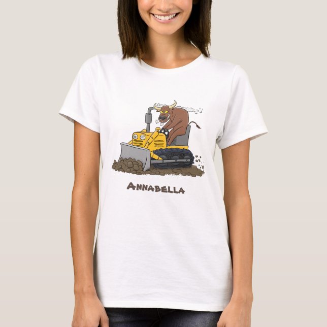 Camiseta Cartoon buldozer engraçado (Frente)