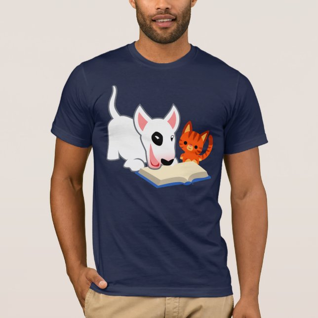 Camiseta Cartoon Bullie e Gatinho com Book T-Shirt (Frente)