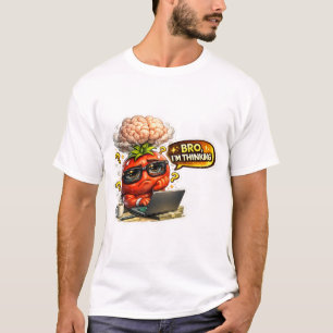 Camiseta Cartoon Burger Divertido de Cérebro e Moedor de Ca