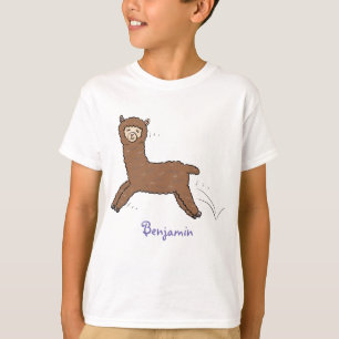 Camiseta Cartoon castanho-branco e bonito