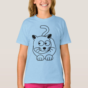 Camiseta Cartoon Cat Sentado com Curiosidade