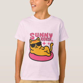 Camiseta Cartoon Chill cat em floatie no humor solar