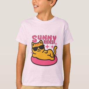 Camiseta Cartoon Chill cat em floatie no humor solar