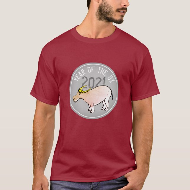 Camiseta Cartoon chinês Ano Novo 2021 T masculino (Frente)