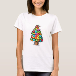 Camiseta Cartoon Colorido T-shirts de árvore de Natal