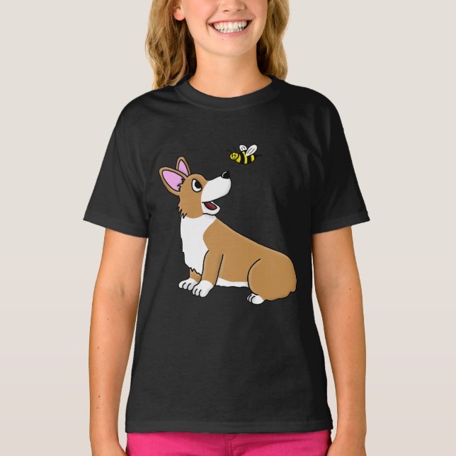Camiseta Cartoon Corgi Bee Girl Ringer TSirt (Frente)