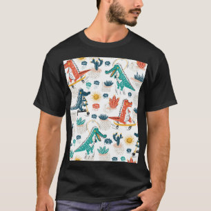 Camiseta Cartoon Crocodile: Vintage Animal Wallpaper