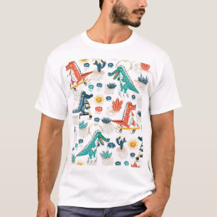 Camiseta Cartoon Crocodile: Vintage Animal Wallpaper