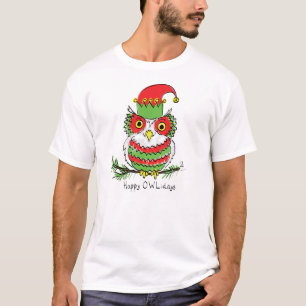 Camiseta Cartoon da Owl Christmas