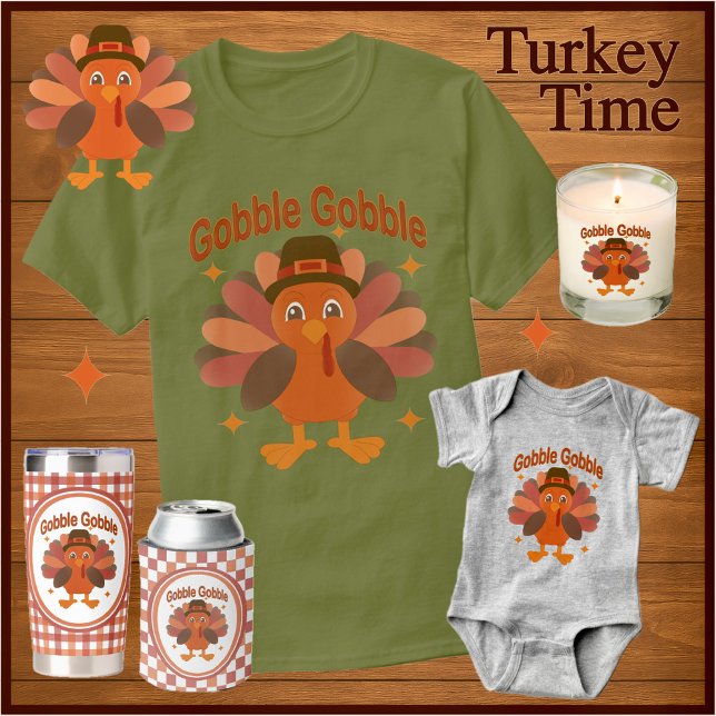 Camiseta Cartoon de Ação de Graças da Turquia - "Gobble Gob (Criador carregado)