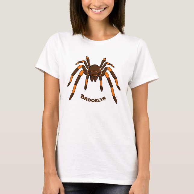 Camiseta Cartoon de aranha-do-marrom e-laranja-acastanhado (Frente)