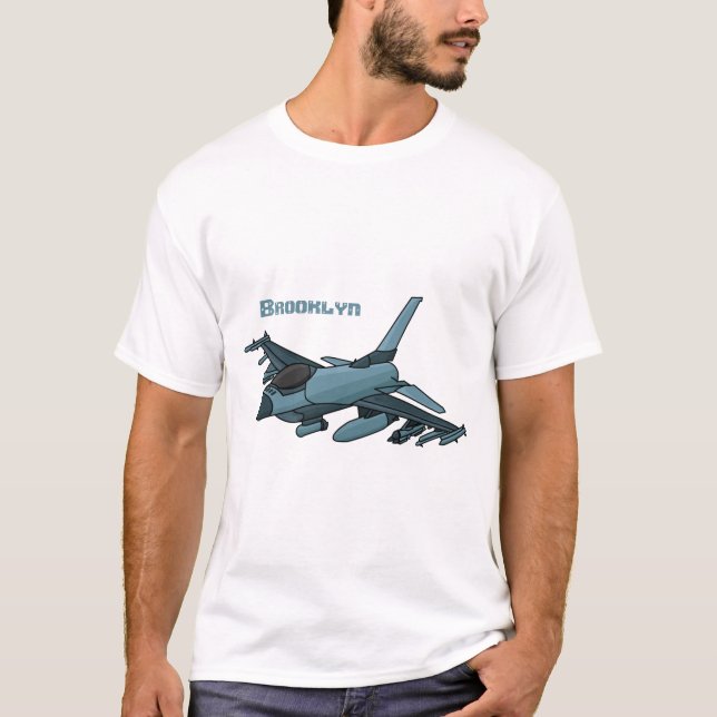 Camiseta Cartoon de avião de combate militar (Frente)
