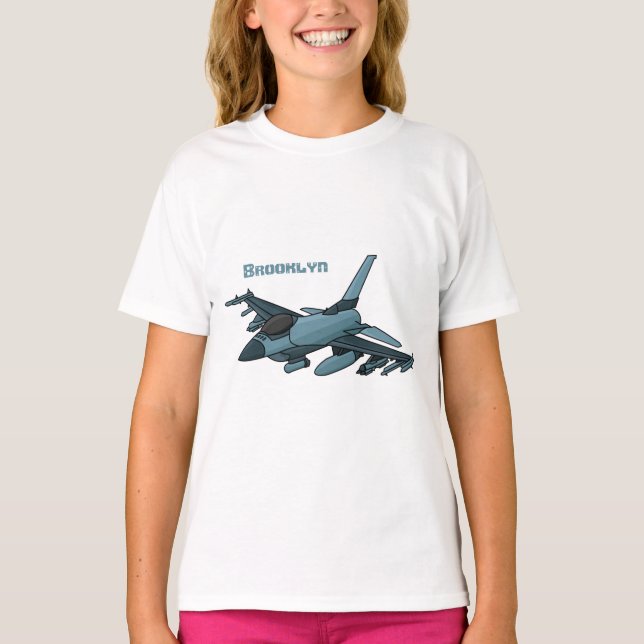 Camiseta Cartoon de avião de combate militar (Frente)