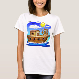 Camiseta Cartoon de Barcos de Pesca