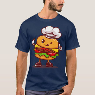 Camiseta Cartoon de Boné do Chef de Burger Bonito Vestindo
